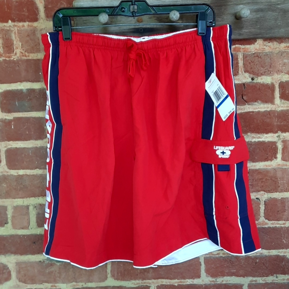 New Speedo Mens XL Lifeguard Swim Trunks Board Shorts